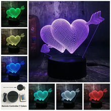 Load image into Gallery viewer, 3D Arrow Through the Heart LED Light