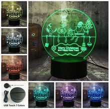 Load image into Gallery viewer, Happy New Year Santa Claus 3D LED Light