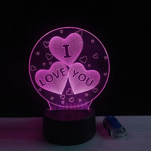 Girl LOVE Balloons Heart Shape 3D LED  Light