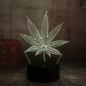 Weed Hemp leaf 3D LED  Light