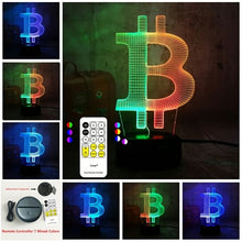 Load image into Gallery viewer, Bitcoin Light 3D LED