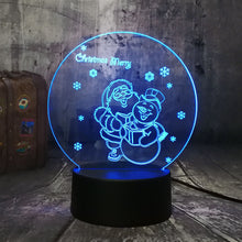 Load image into Gallery viewer, Santa Claus and Snowman 3D LED Light