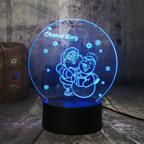 Santa Claus and Snowman 3D LED Light