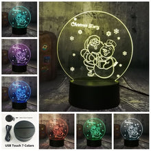 Load image into Gallery viewer, Santa Claus and Snowman 3D LED Light