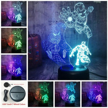 Load image into Gallery viewer, Cool Marvel Spider-Man Iron Man Venom Mixed Dual Color 3D LED