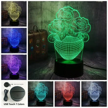 Load image into Gallery viewer, Rose LED 3D Light